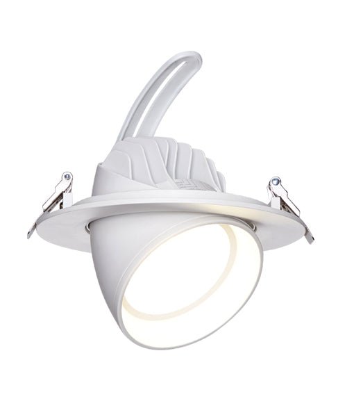 SHOPTRI01 LED Dual Power & Tri-CCT Gimbal White Recessed Shop Lighter / Downlight - SHOPTRI01